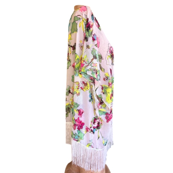 Ocean Pacific Sunwear White Open Front Beach Kimono Cover Up - Picture 3 of 7